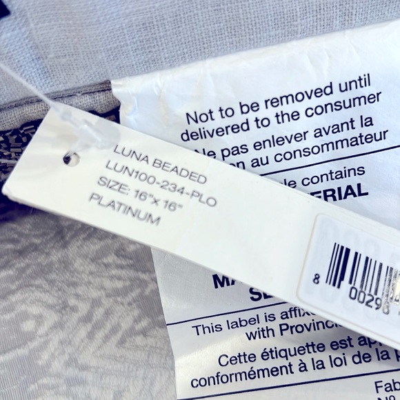 DONNA KARAN LUNA BEADED PLATINUM ACCENT PILLOW - Picture 5 of 6